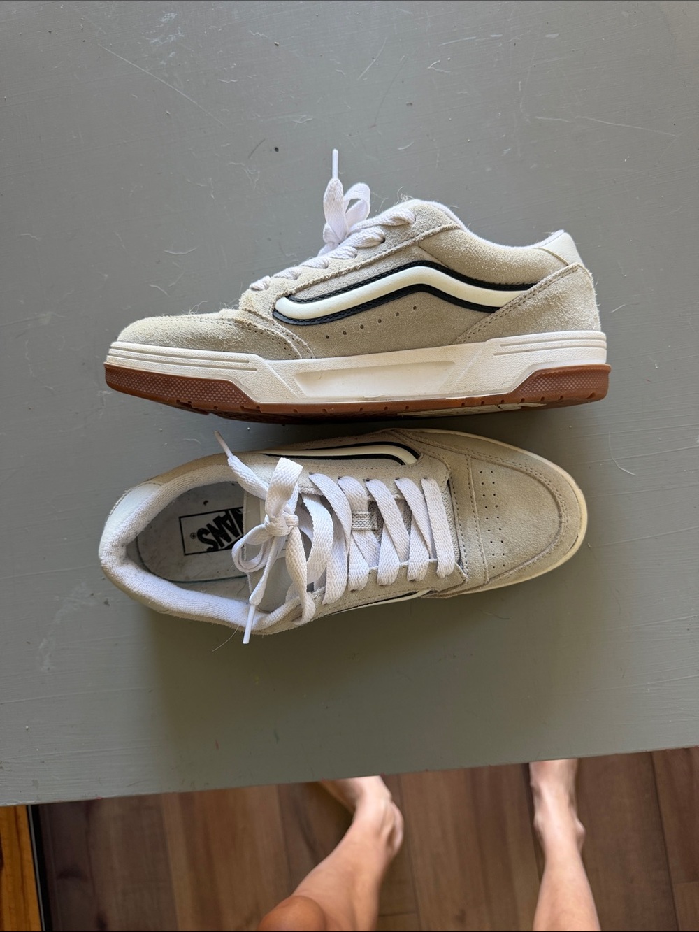 Vans Women's Off-White Suede & Canvas Low-Top Sneakers - Picture 6 of 6